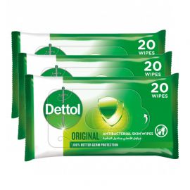 Dettol Anti Bacterial Wipes 3 X 20 Wipes